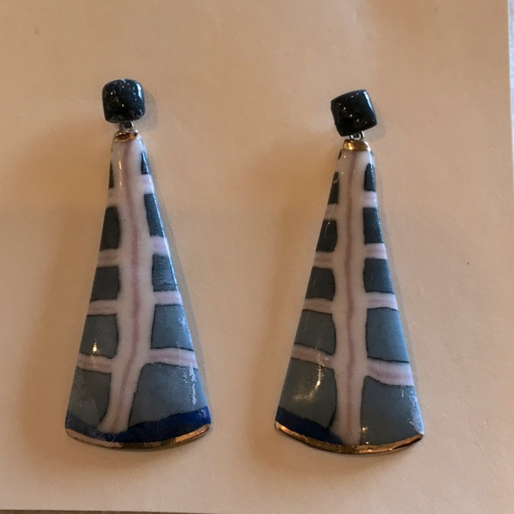 Drop cloisonné on clay earrings